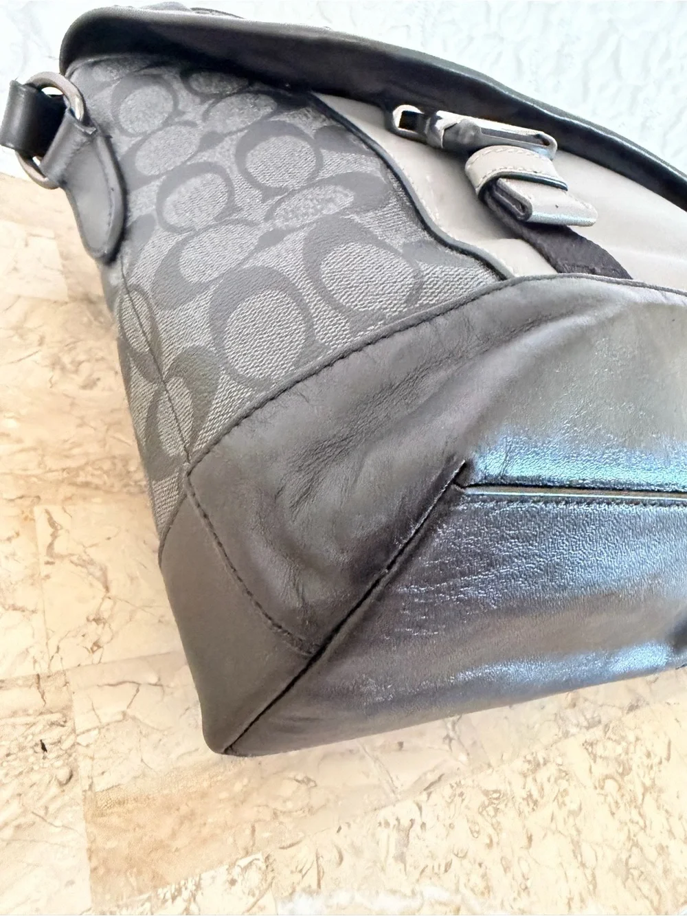 COACH Men's Black Leather Messenger Bag - Modern Commuter Satchel